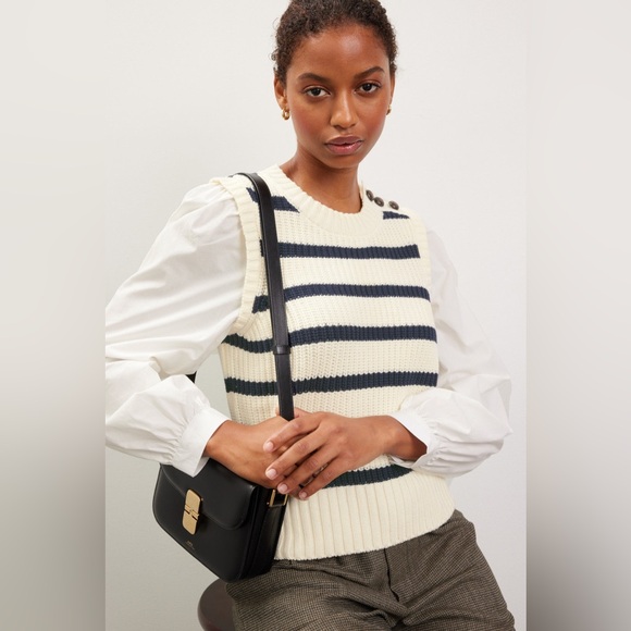 INDUSTRY Sweaters - EUC Industry Bambi Crewneck Sweater Vest Ivory and Navy Stripe: as seen by Rails
